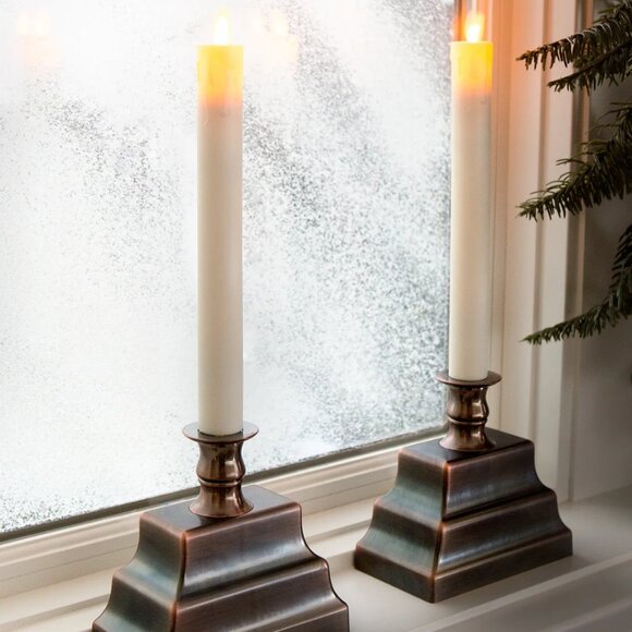 BRAND NEW IN BOX Set of 2 Balsam Hill Miracle Flame LED Window Candles (Bronze) - Picture 1 of 4
